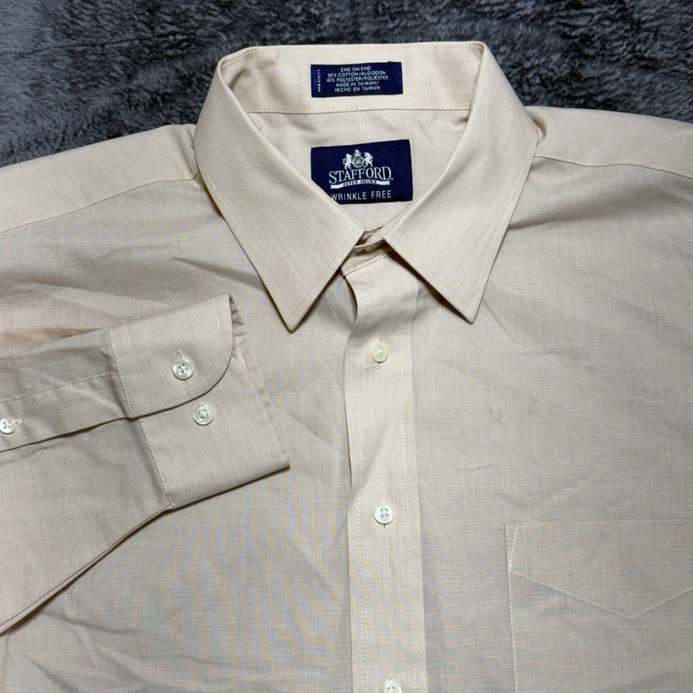 Stafford Dress Shirt Mens 16.5 Tan‎